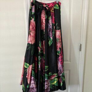 Truly 4 You Black Floral Satin Maxi Skirt Size 2X